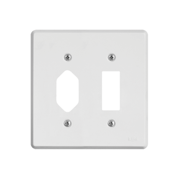 Placa 4x4 para Tomada Fixa de embutir + Interruptor 1 Tecla