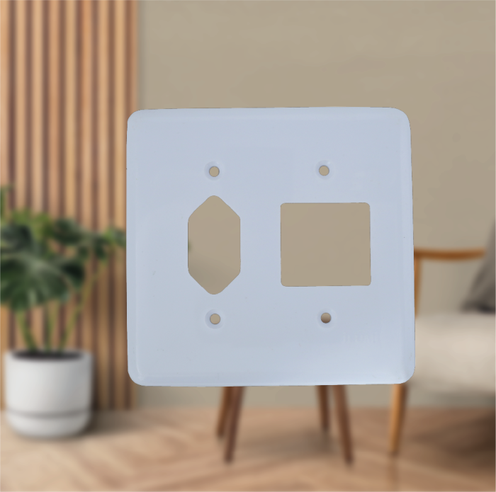 Placa 4x4 para Tomada Fixa de embutir + Interruptor 2 Teclas - Imagem 2