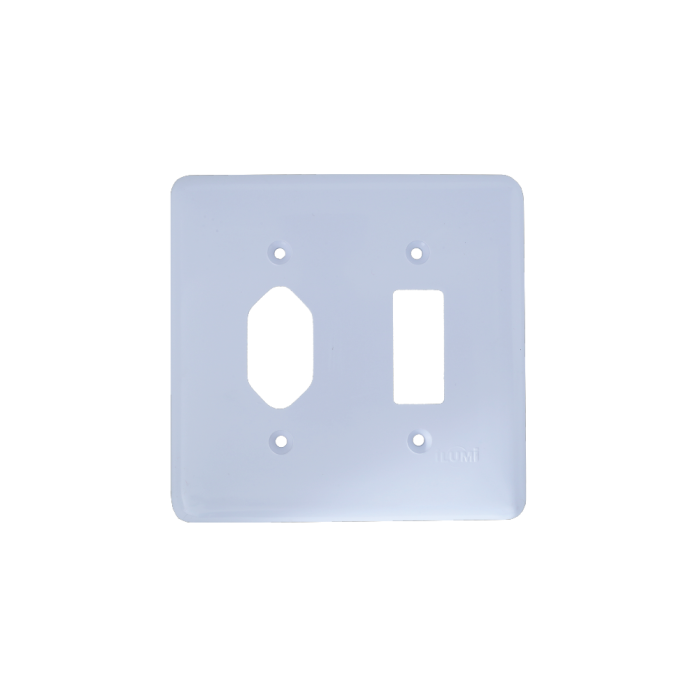 Placa 4x4 para Tomada Fixa de embutir + Interruptor 1 Tecla