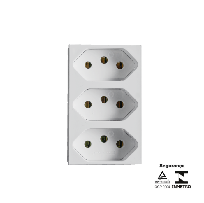 Monobloco Triplo 3 Tomadas Juntas 20A 250V