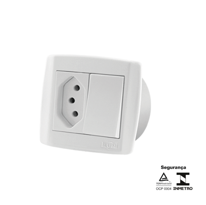 Monobloco 1 Interruptor Simples 10A 250V + 1 Tomada 20A 250V
