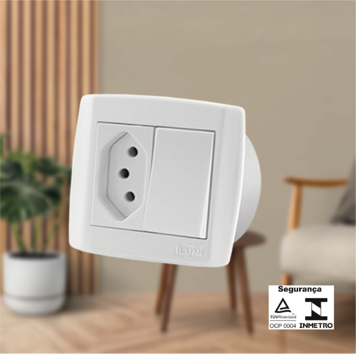 Monobloco 1 Interruptor Simples 10A 250V + 1 Tomada 20A 250V - Imagem 2