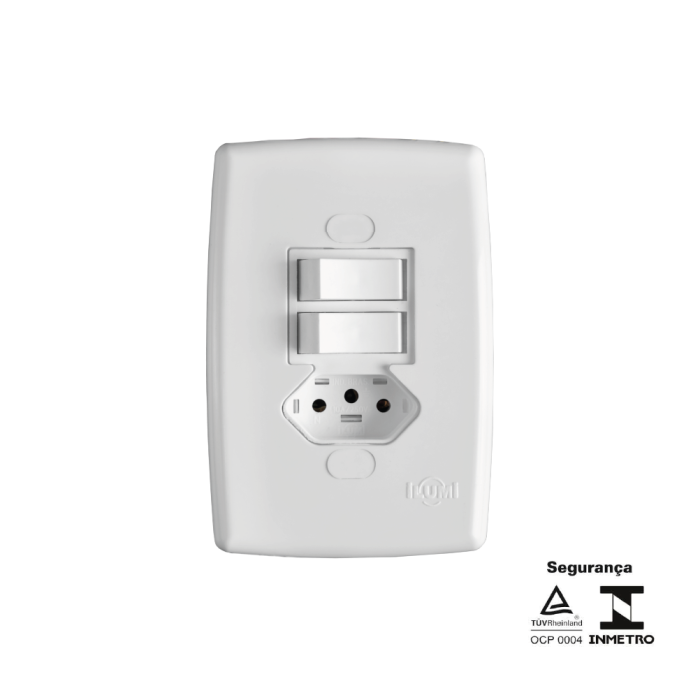 Interruptores 2 Teclas Paralelas + Tomada  2P + T 10A 250V