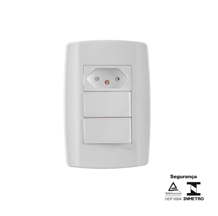 2 Interruptores Simples 10A + 1 Tomadas 10A 250V