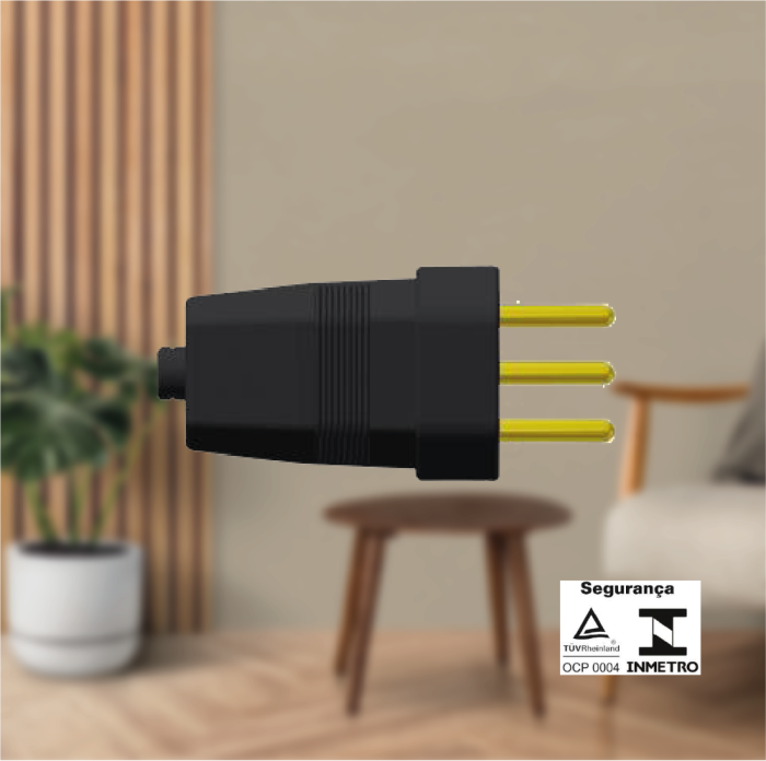 Pino Bipolar 2P + T 10A 250V Preto - Imagem 2