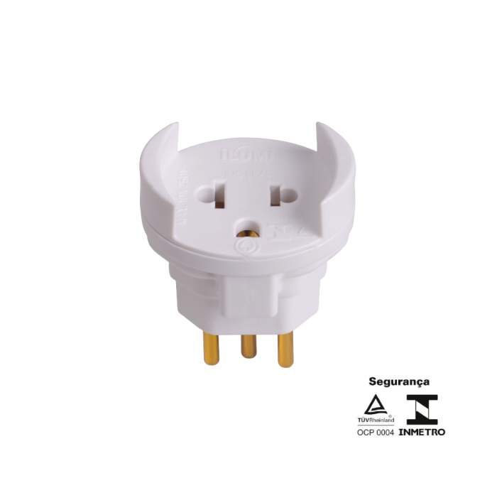 Pino Adaptador 2P + T Bipolar 10A 250V Branco