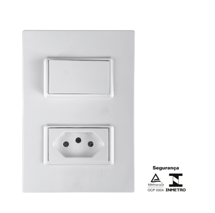 Conjunto 4x2 Interruptor Simples + tomada 10A