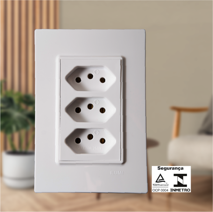 Conjunto 3 Tomadas 10A 250V Monobloco Vivaz - Imagem 2