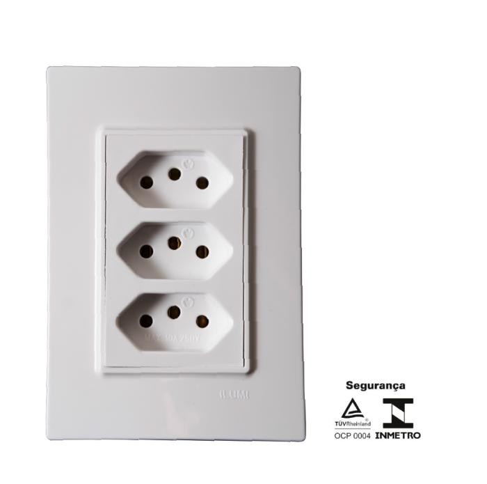 Conjunto 3 Tomadas 10A 250V Monobloco Vivaz
