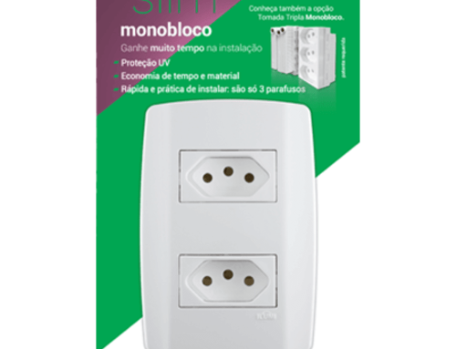 Display Linha Slim Monobloco 2 Tomadas