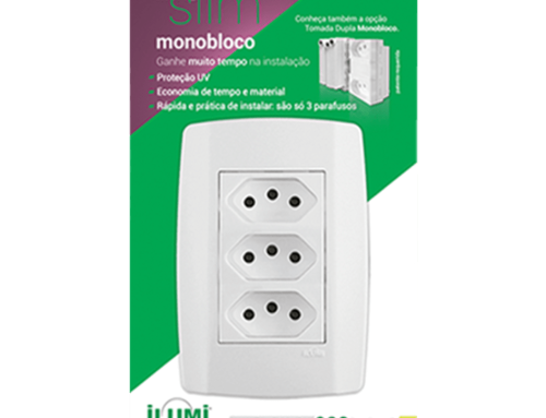Display Linha Slim Monobloco 3 Tomadas