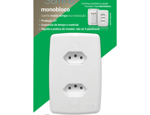 Display Linha Safira Monobloco 3 Tomadas