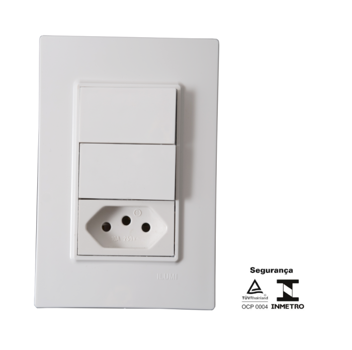 Conjunto 2 Interruptores Simples 10A + Tomada 10A 250V