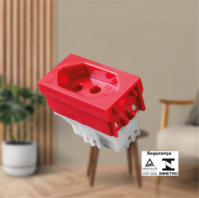 Módulo Tomada 20A 250V Vermelho - Imagem 2