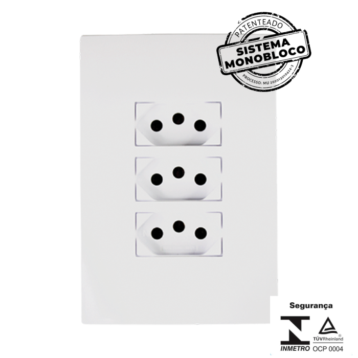 Conjunto 3 Tomadas Monobloco 250V~ 10A