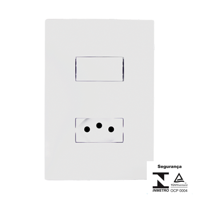 Conjunto 1 Interruptor Simples 10A +1 Tomada 10A 250V