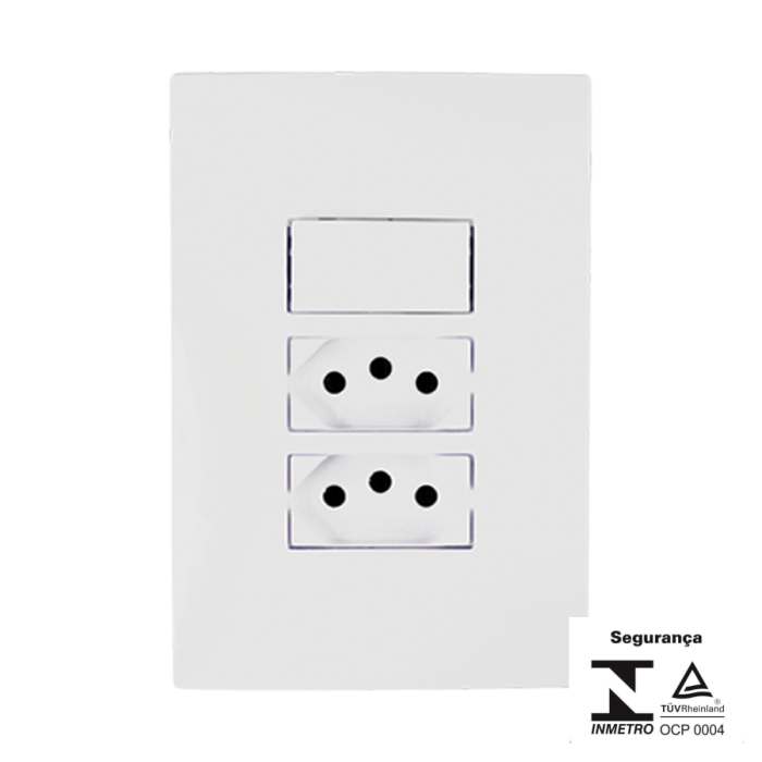 Conjunto 1 Interruptor Simples 10A +2 Tomadas 10A 250V
