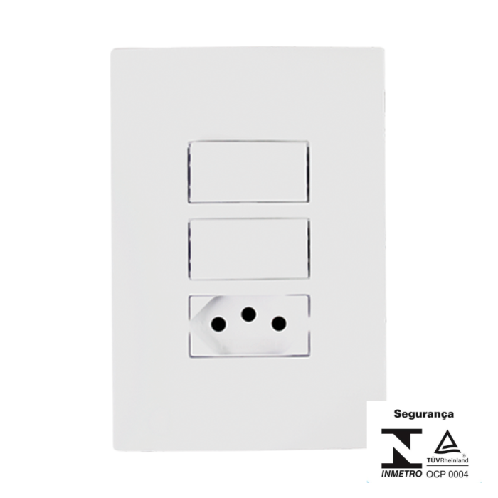 Conjunto 2 Interruptores Simples 10A +Tomada 20A 250V