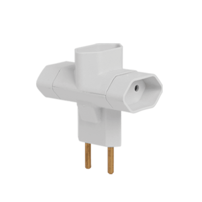 Pino Bipolar 3 Saídas Tipo "T" 2P 10A 250V Branco