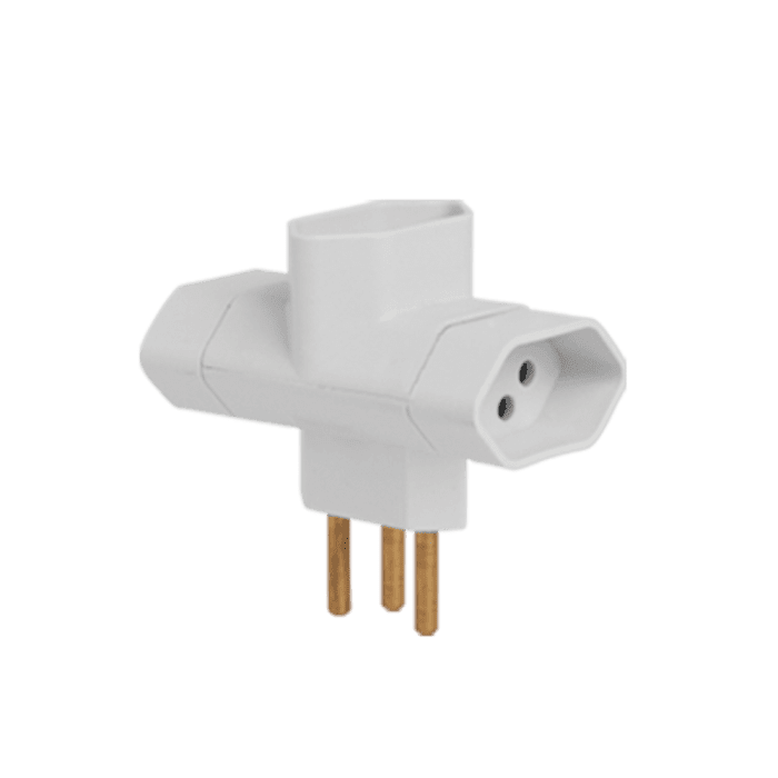 Pino Bipolar 3 Saídas Tipo ""T"" 2P + T 10A 250V Branco
