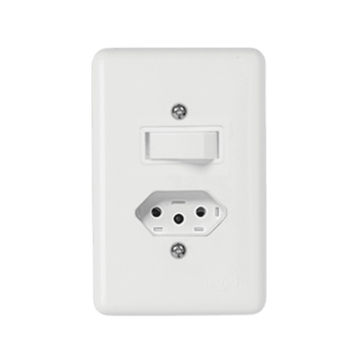 Interruptor 1 Tecla Simples + Tomada Fixa de Embutir 2P + T 10A 250V