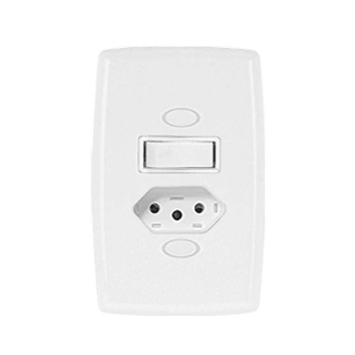 Interruptor 1 Tecla Paralela + 1 Tomada Fixa de Embutir 2P + T 10A 250V