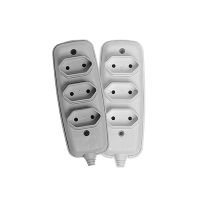 Tomada em Barra Tripla Bipolar 2P 10A 250V Branca
