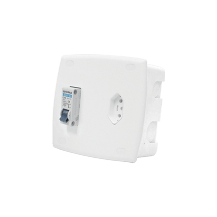 CDT Caixa Disjuntor + Tomada 20A - 1 ou 2 DIN com Disjuntor - Embutir