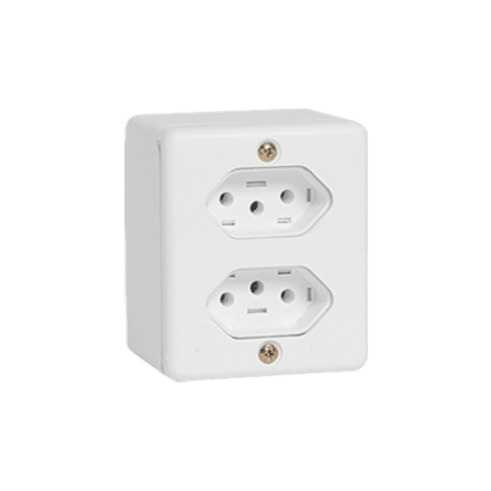 2 Tomadas Fixas Sobrepor Bipolar 2P + T 20A 250V