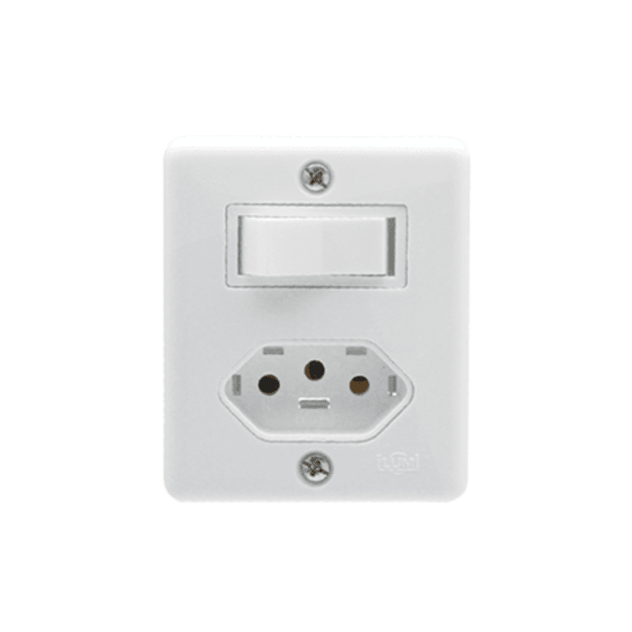 Interruptor 1 Tecla Simples + Tomada 2P + T 20A 250V