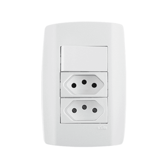 1 Interruptor Simples 10A 250V + 2 Tomadas 10A